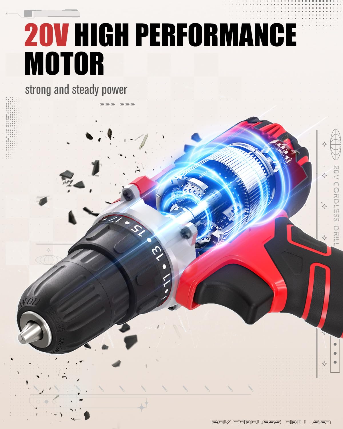 20V Cordless Drill Set with Battery & Charger N60704