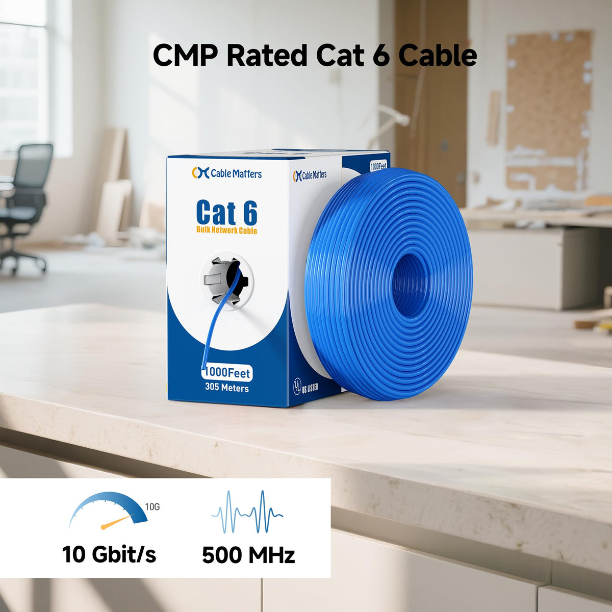 Cat 6 Cable 500ft Blue F224