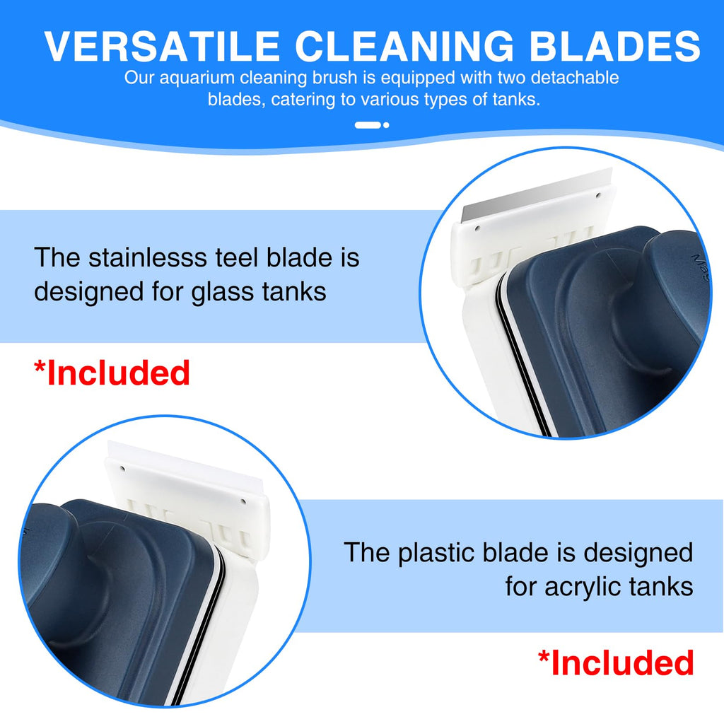 Magnetic Glass Cleaner Brush with 2 Detachable Scrapers B9327