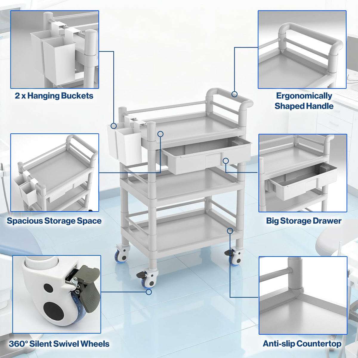 Medical Mobile Trolley Cart 3 Tier Z189463