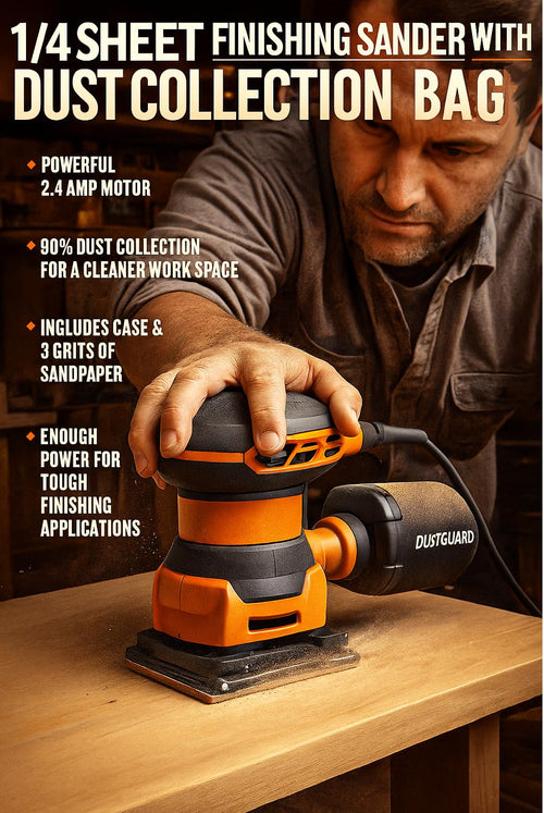 2.4 Amp Corded 1/4 Sheet Sander Kit with 3 Sanding Sheets W5030