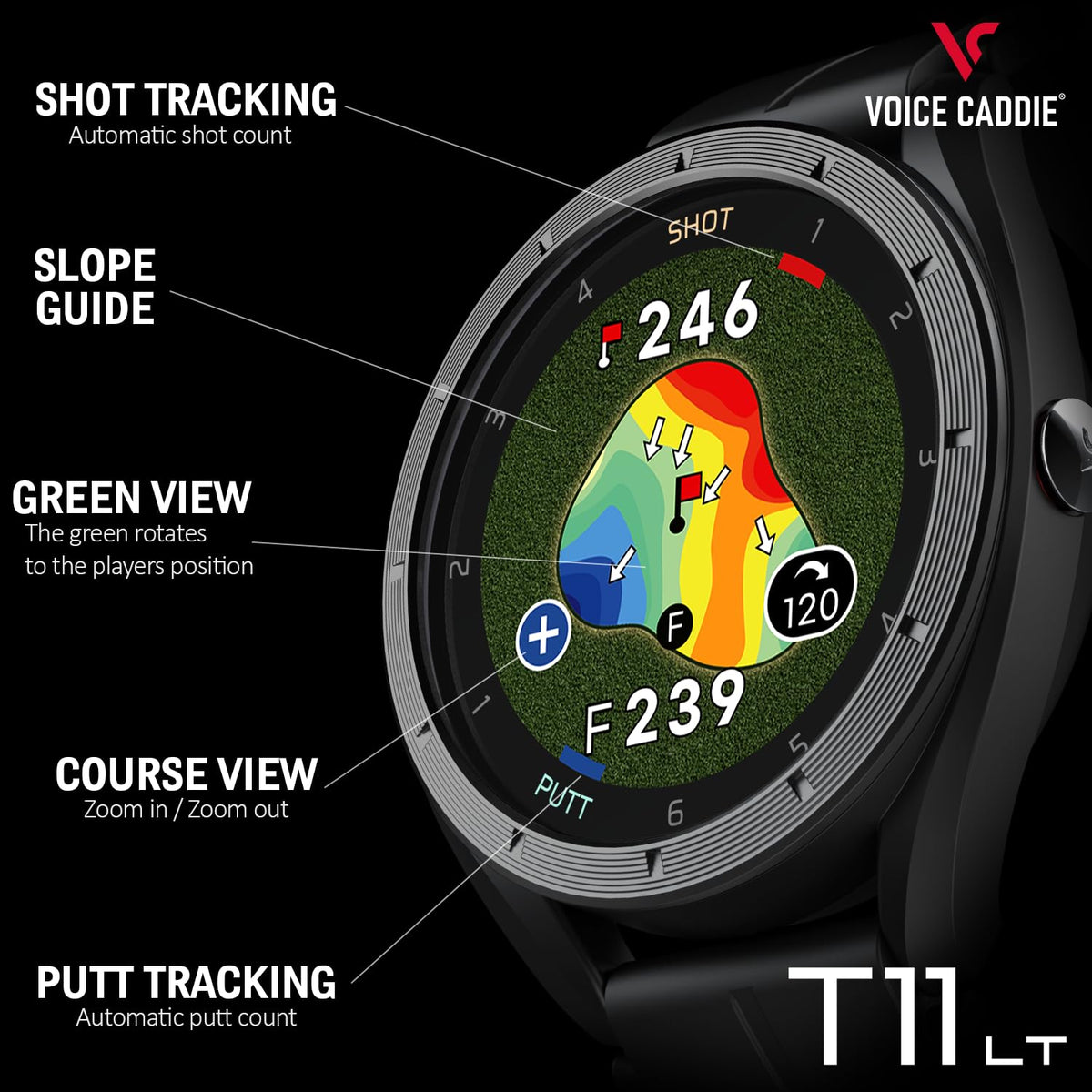 GPS Golf Watch with Green Undulation Slope Mode 1.2" Color Touchscreen P384963