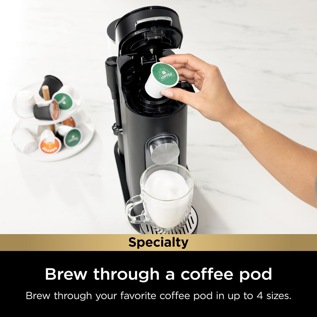Single-Serve Coffee Maker with Milk Frother, Black F867983