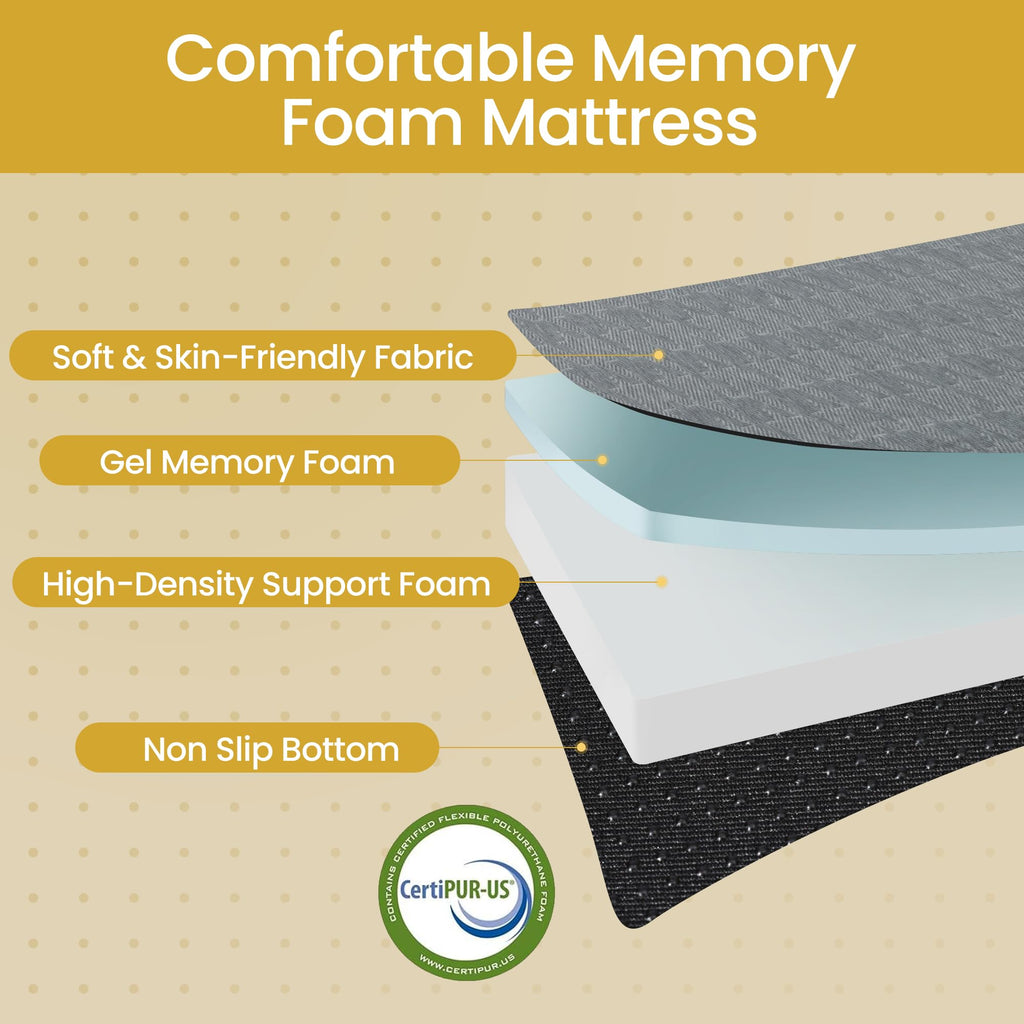 Queen Size 6 Inch Memory Foam Tri Folding Mattress E94821