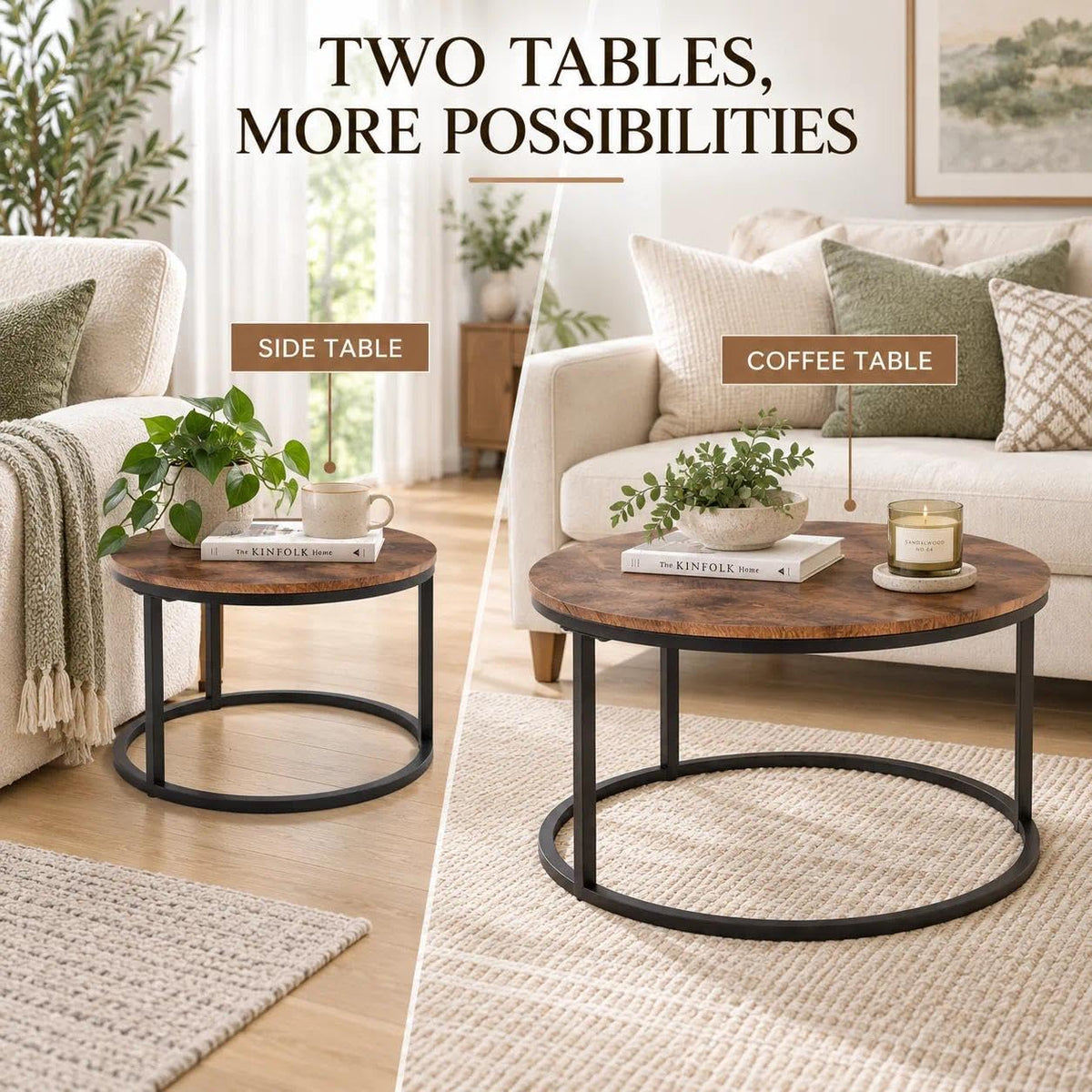 Round Nesting Coffee Table Set of 2 G8861