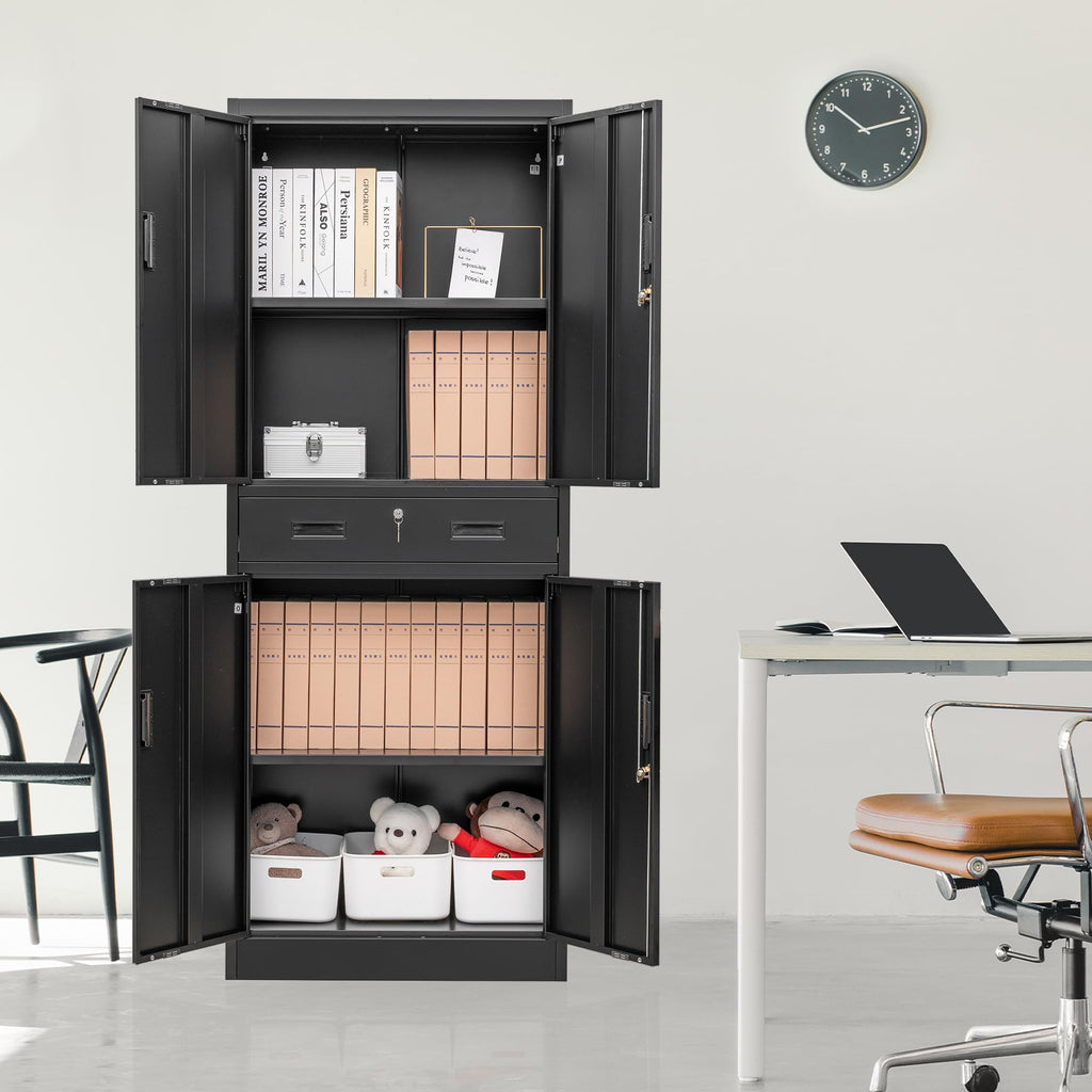 Metal Locking Storage Cabinet with Adjustable Shelves and 1 Drawer T603125