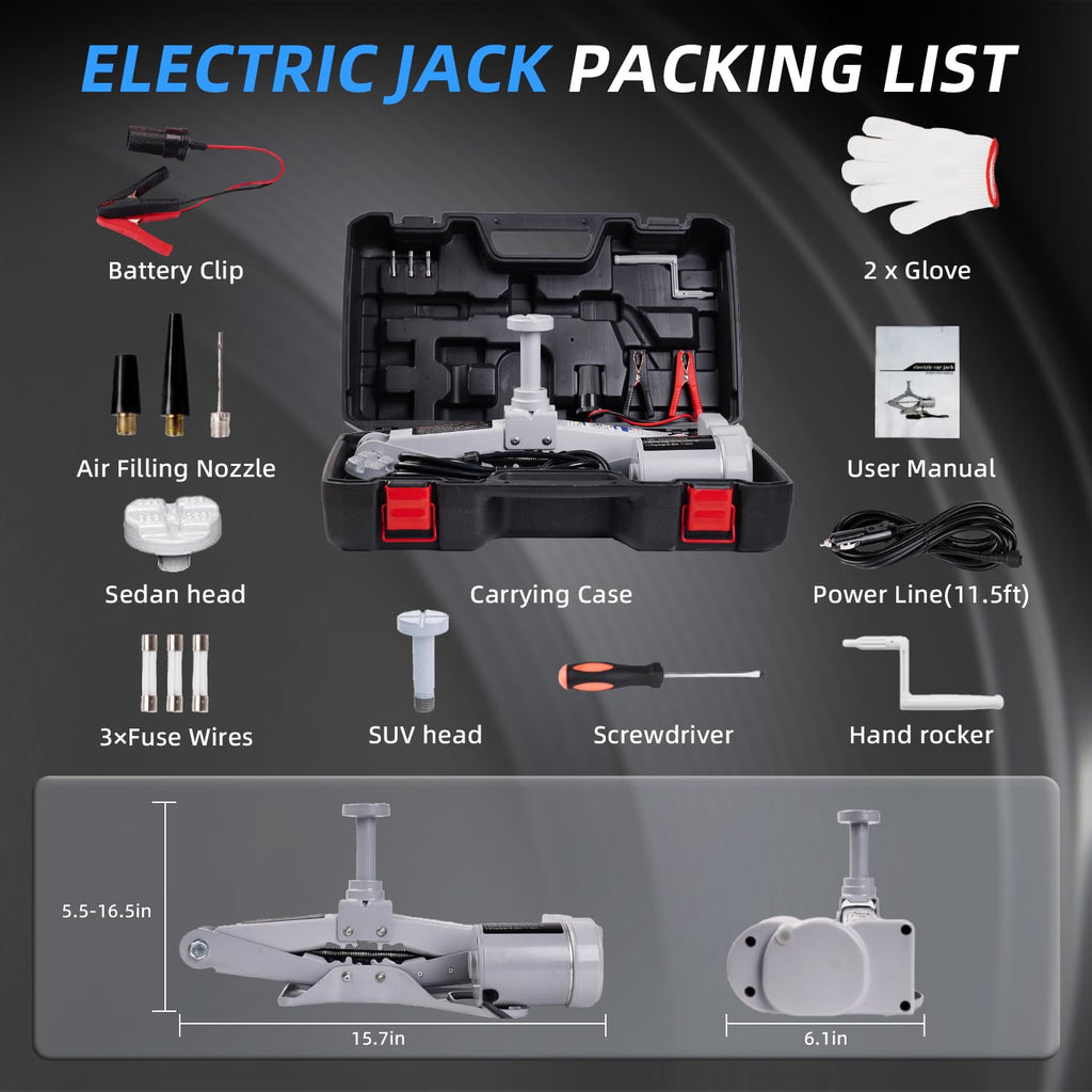Electric Car Jack 3 Ton 12V Scissor Jack Kit R77406