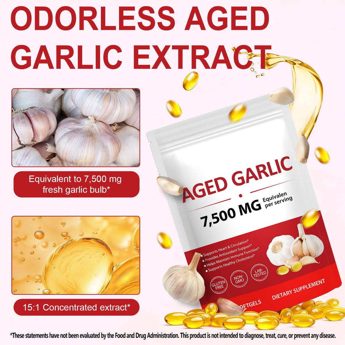2 Years Aged Garlic Extract Capsules 300 Count Gluten-Free F5408