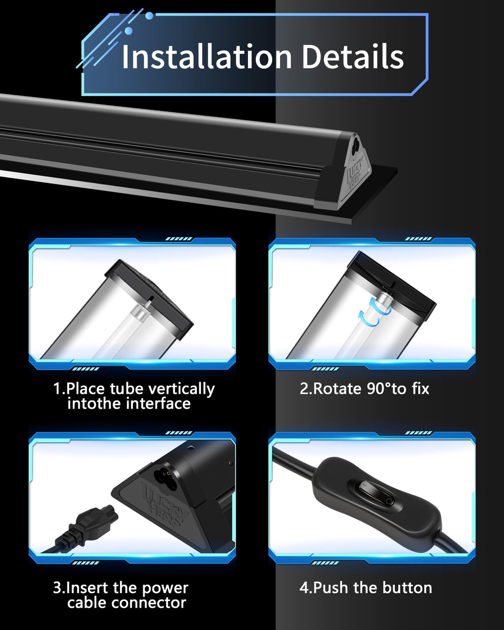 8W 10.0 UVB Reptile Light Fixture Combo Kit 12inch N8820