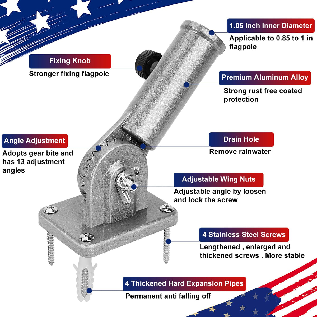 Heavy Duty Aluminum Flag Pole Holder D93168