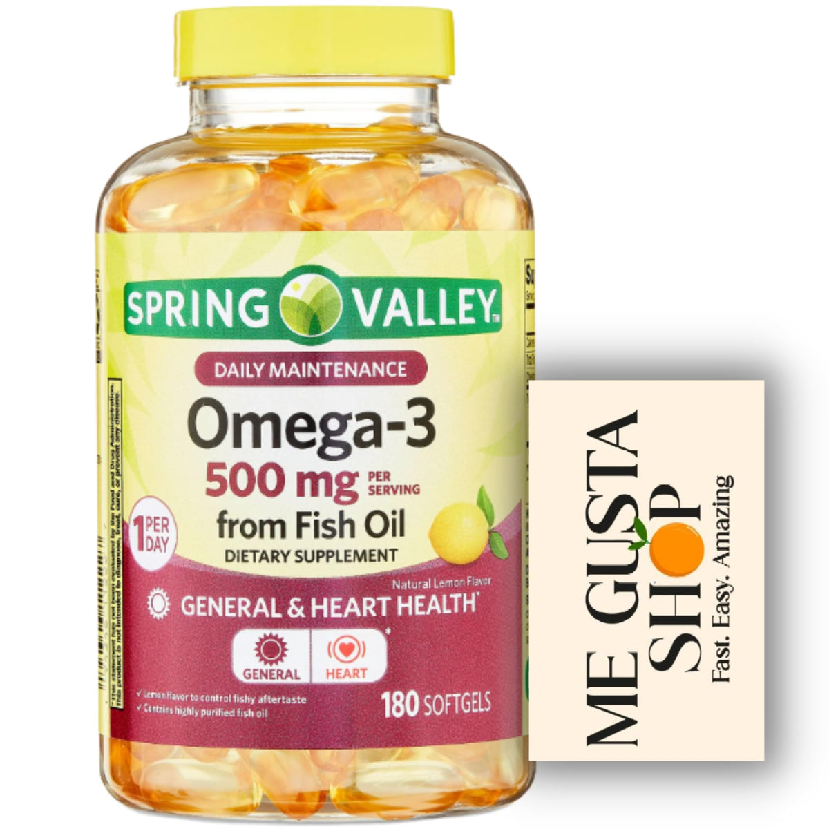 Omega 3 500mg 180 Softgels Fish Oil Dietary Supplements E558267
