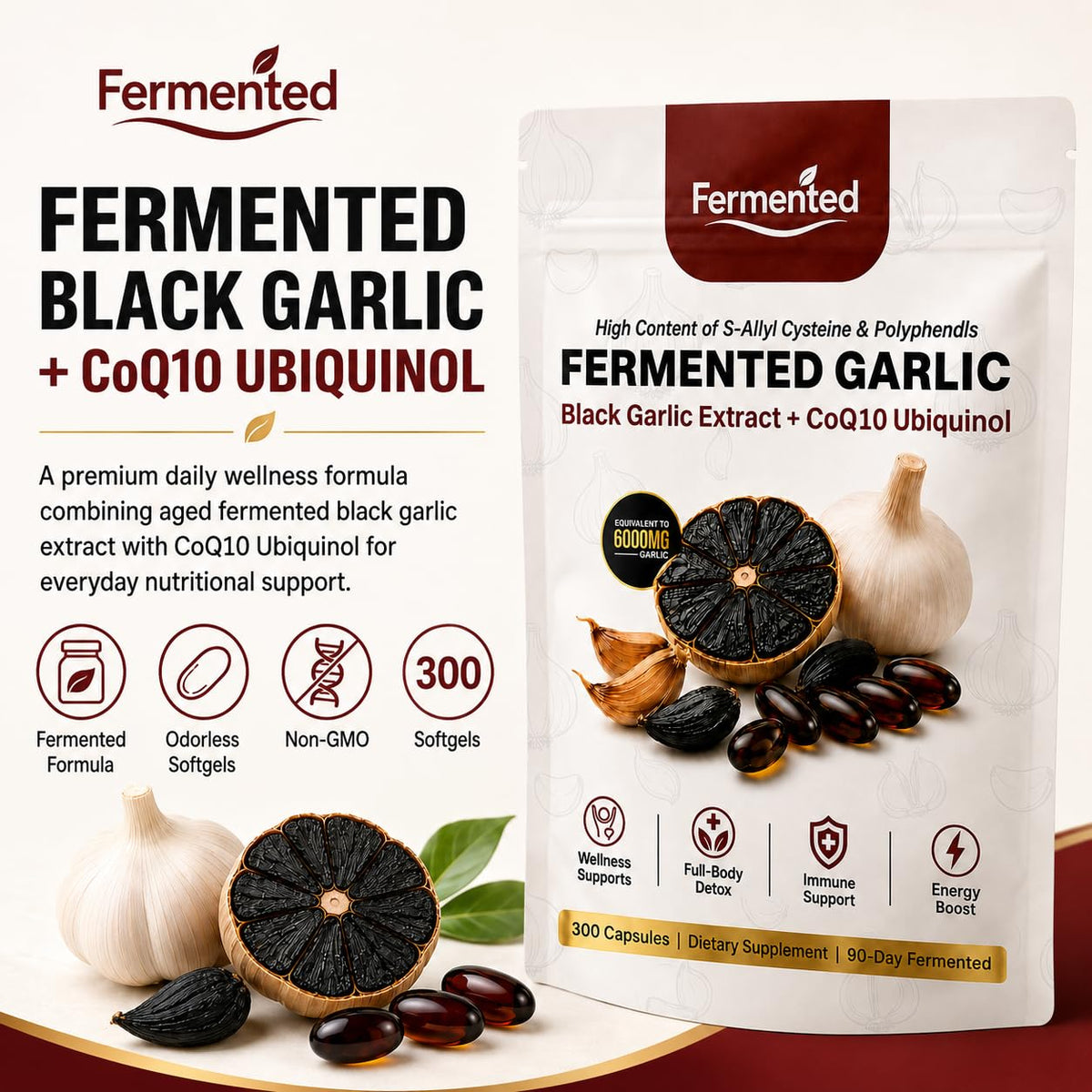 Black Garlic Coq10 Ubiquinol Softgels L61141