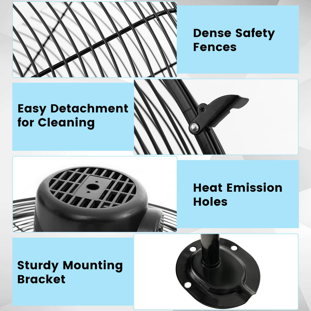 20 Inch 3-Speed Oscillating Metal Wall Fan Z130198