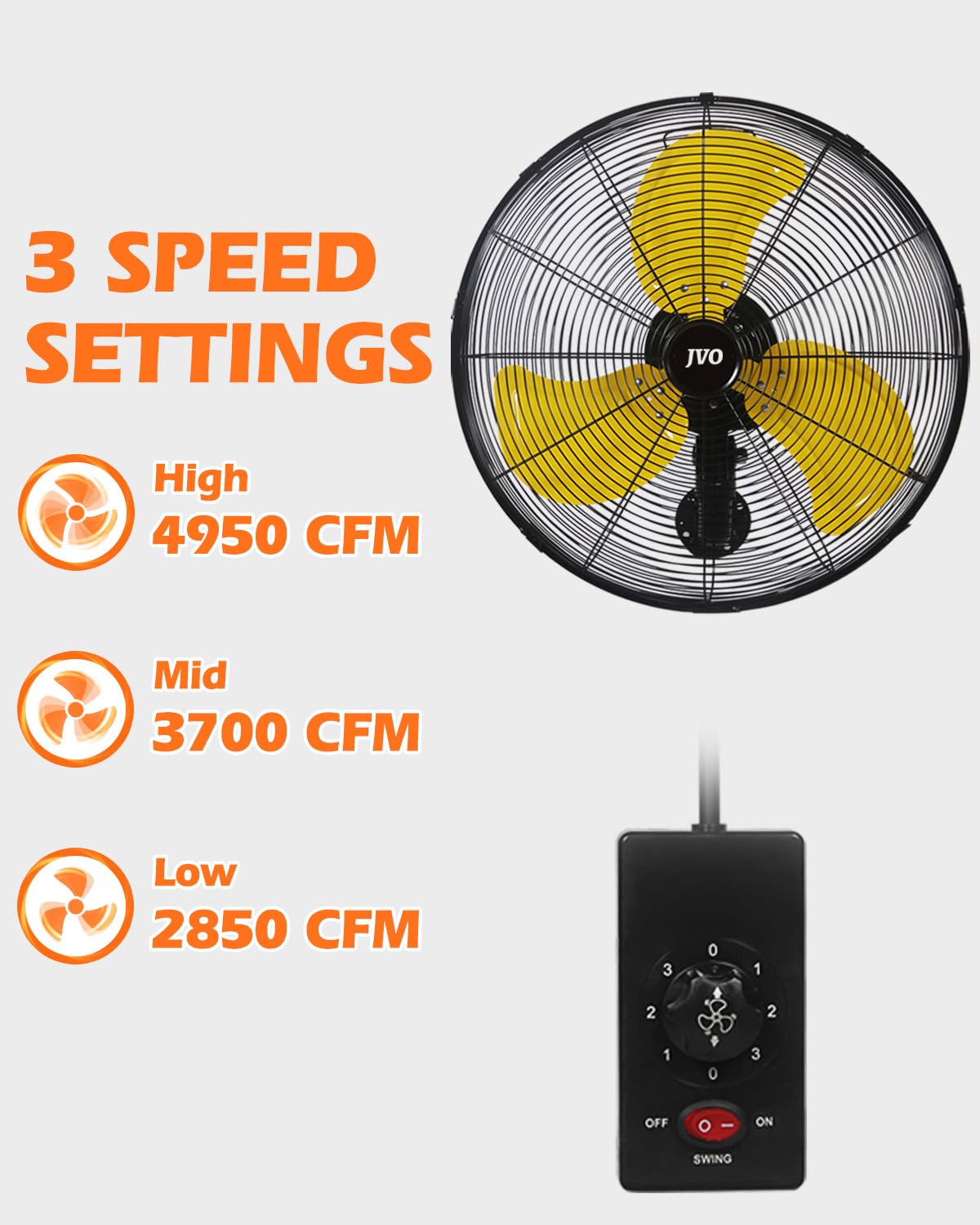 20 inch High Velocity Oscillating Wall Mount Fan V32617