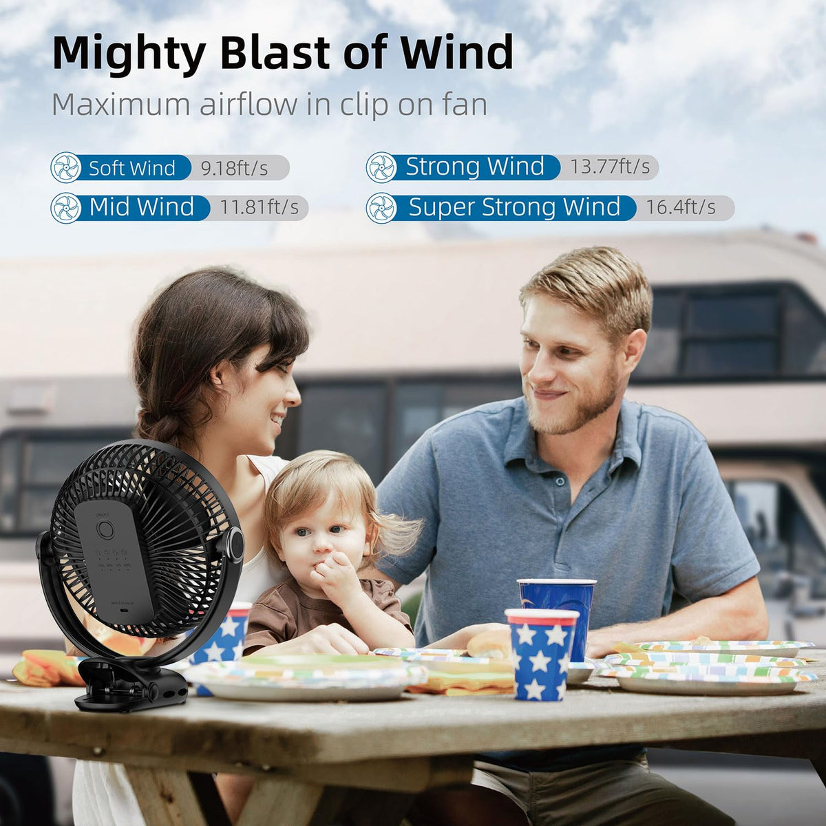 10000mAh 8-Inch Rechargeable Clip on Fan B51813