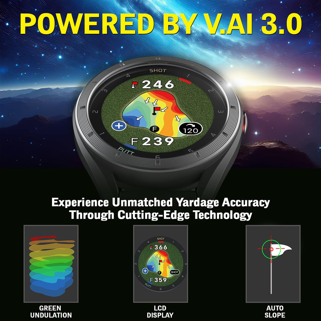 GPS Golf Watch with Green Undulation Slope Mode 1.2" Color Touchscreen P384963