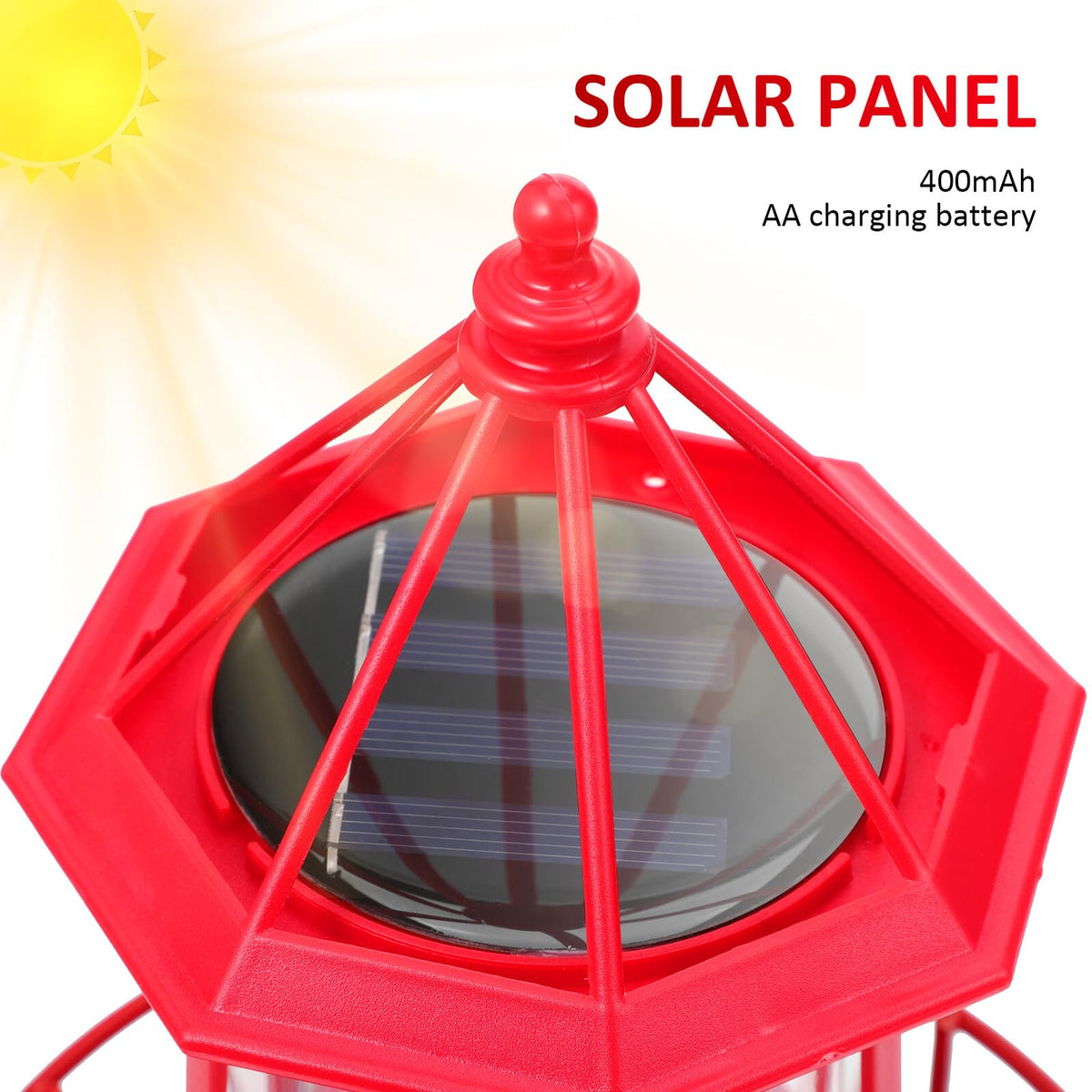 Solar Powered Rotating Lighthouse Figurine S546343