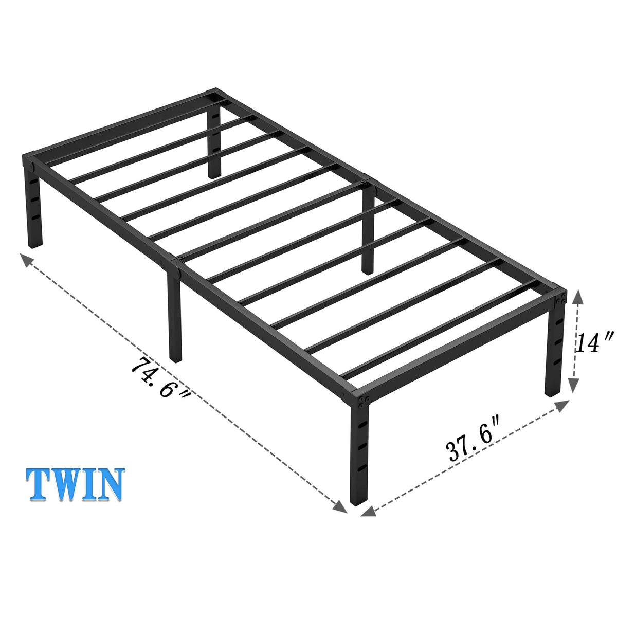 Metal Bed Frame with Storage Space, 14 Inch J845