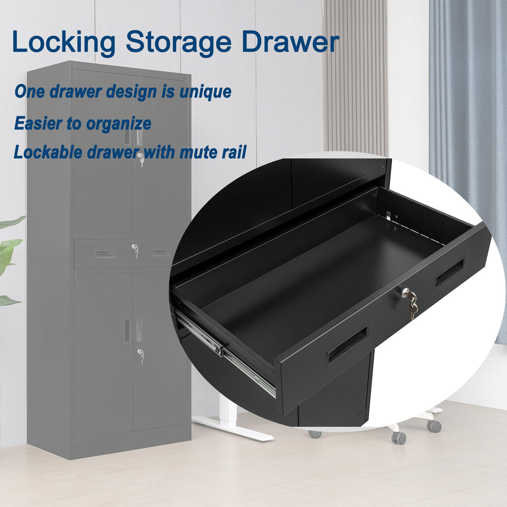 Metal Locking Storage Cabinet with Adjustable Shelves and 1 Drawer T603125