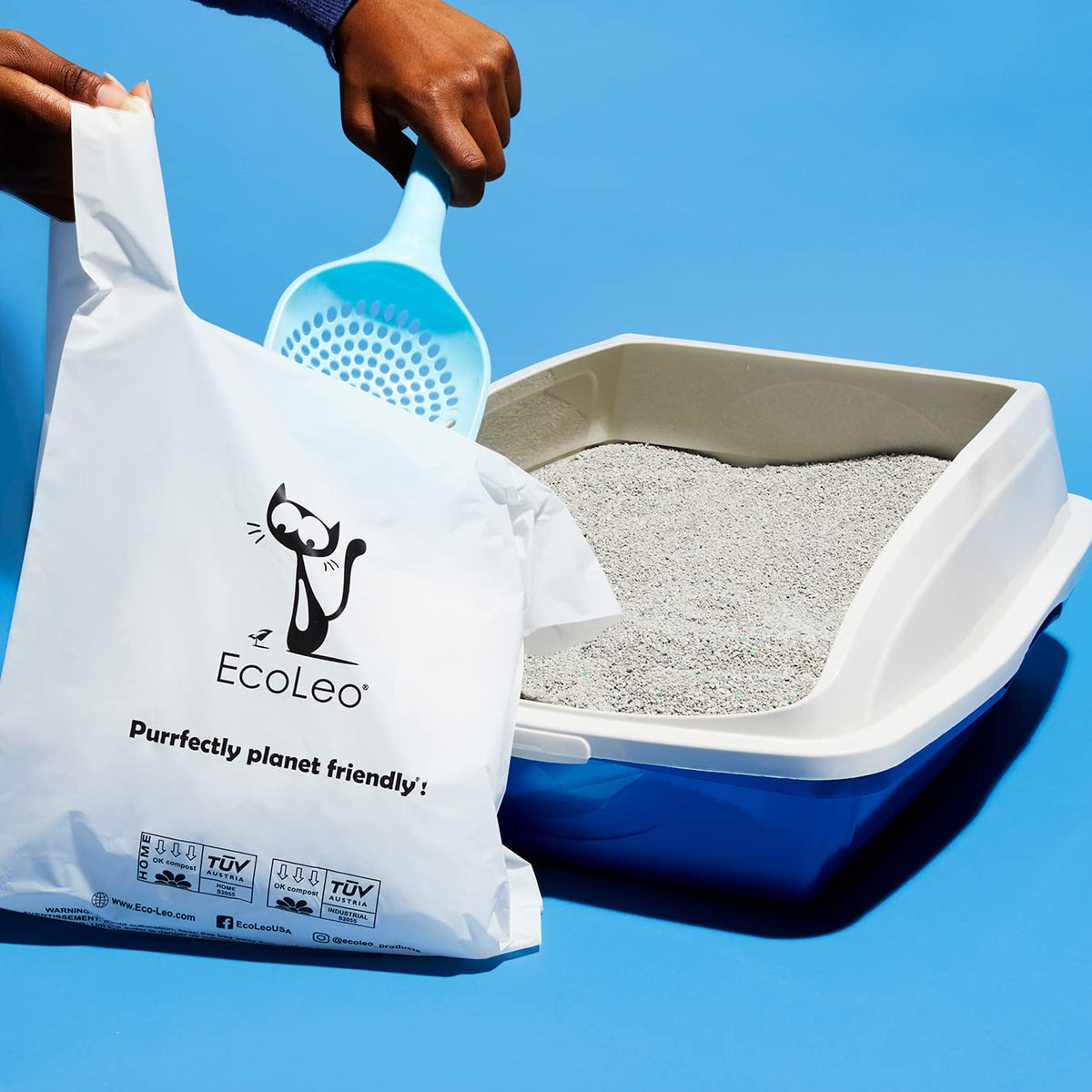 X-Large Corn Starch Leak Resistant Cat Litter Waste Bags with Easy-Tie Handles Q731