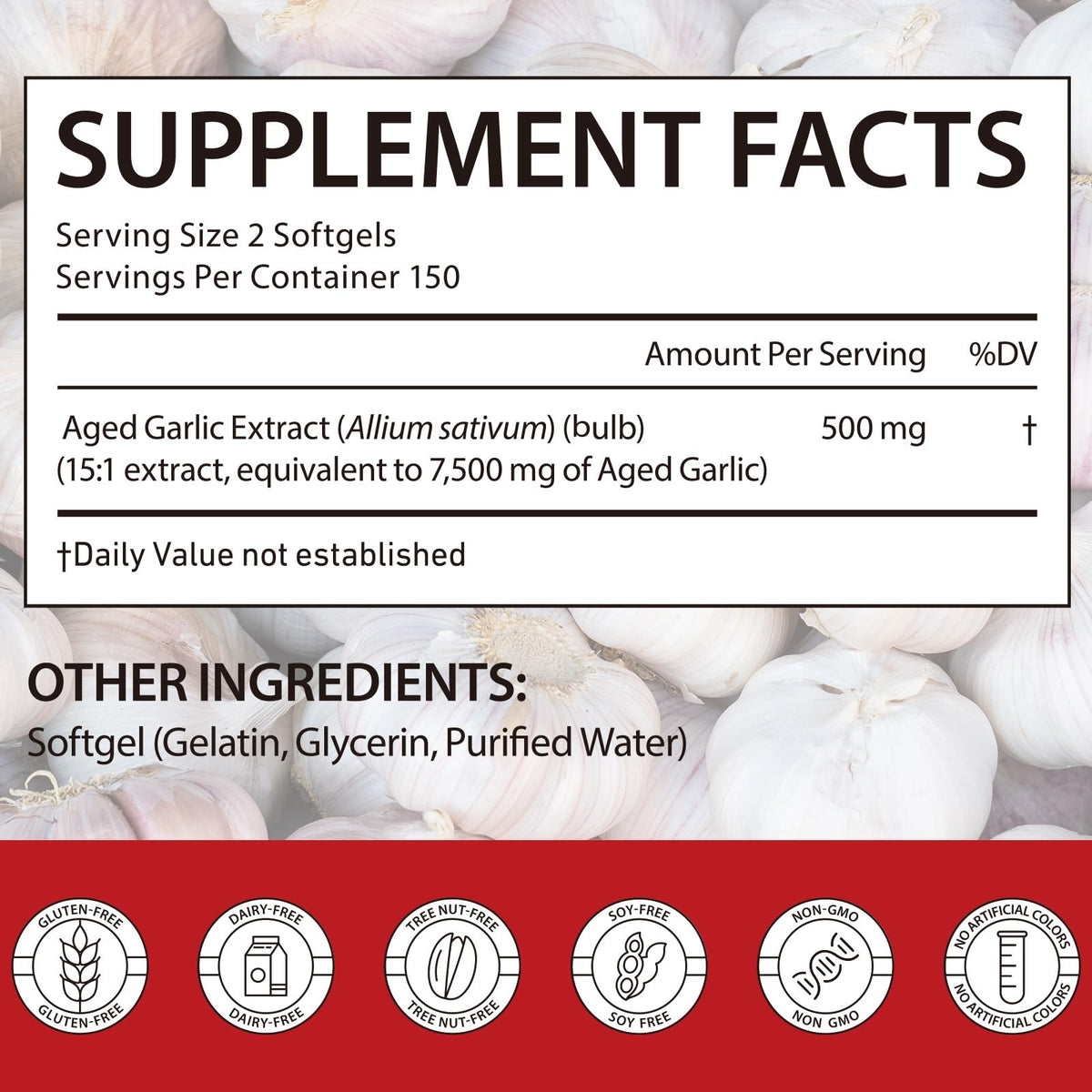 2 Years Aged Garlic Extract Capsules 300 Count Gluten-Free F5408