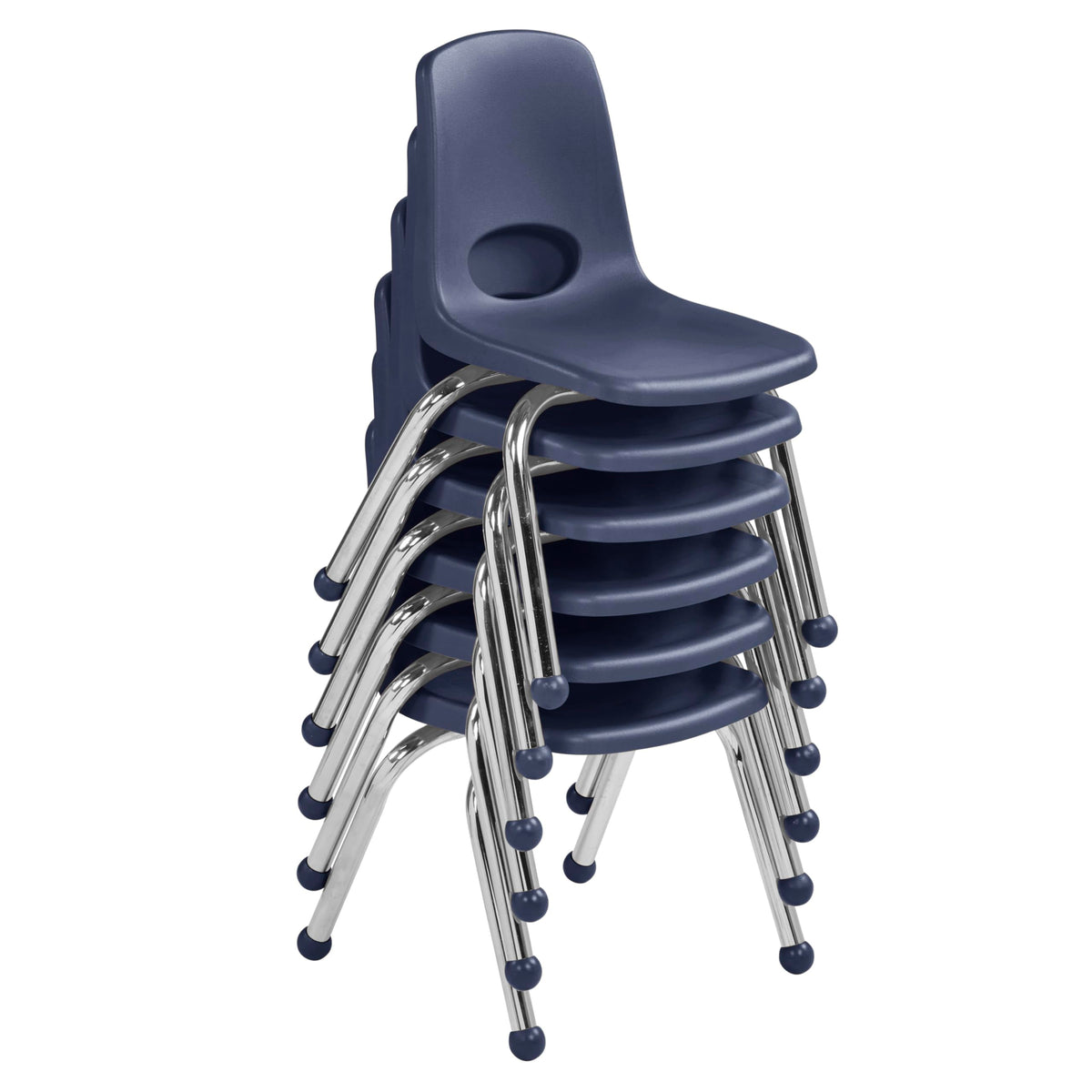 12" School Stack Chair with Ball Glides, Navy, 6-Pack P267943