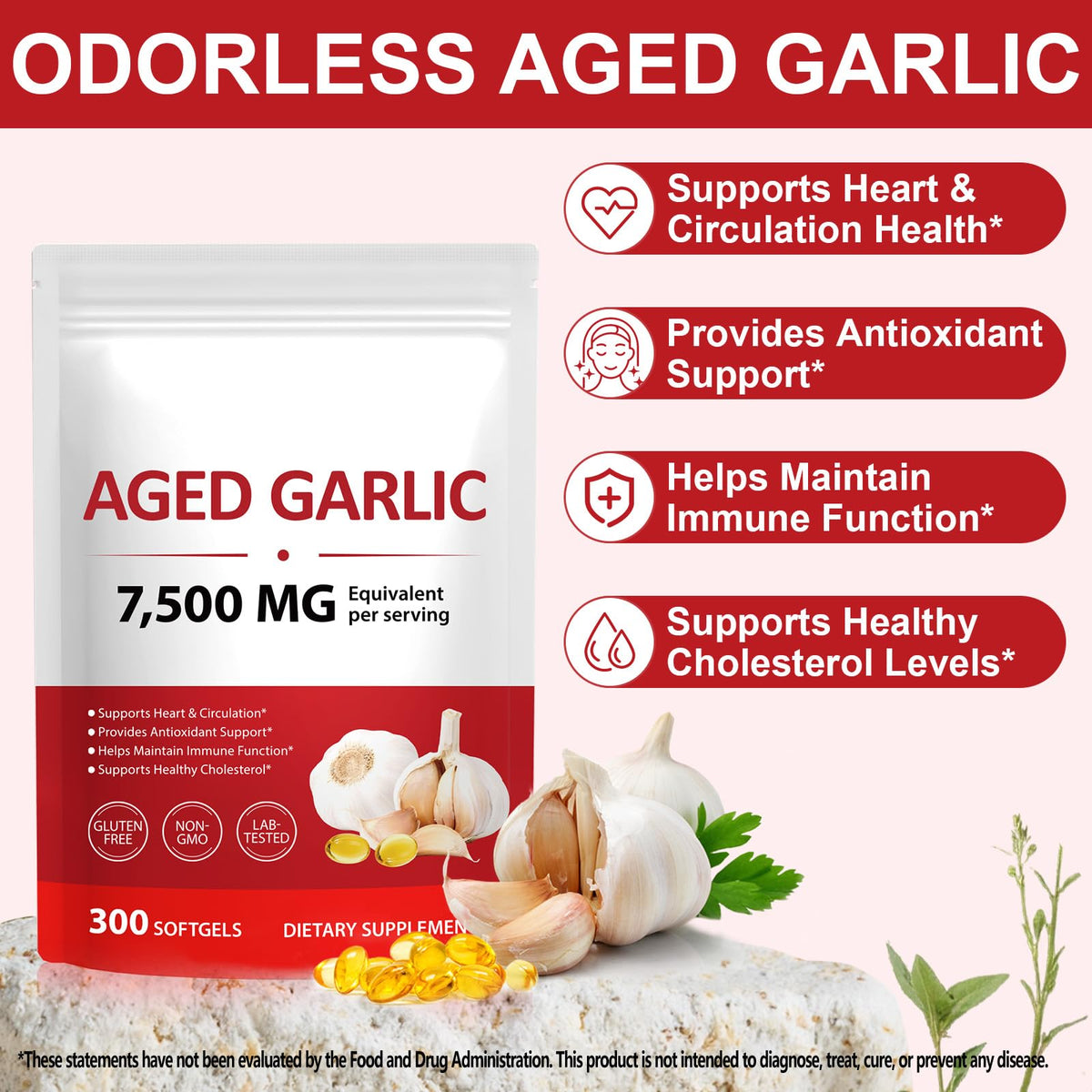 2 Years Aged Garlic Extract Capsules 300 Count Gluten-Free F5408