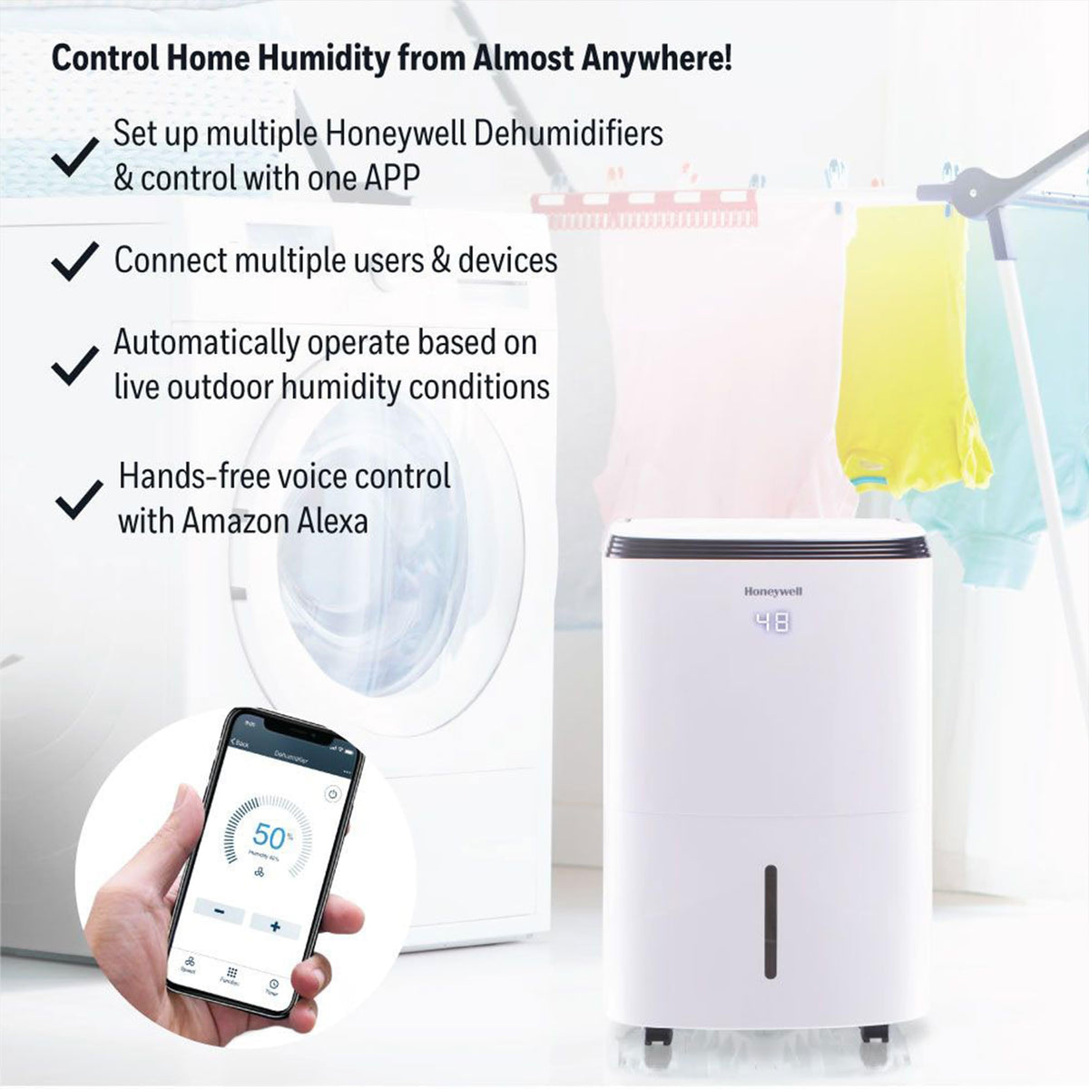 Smart WiFi 30-Pint Dehumidifier with Alexa Voice Control H428