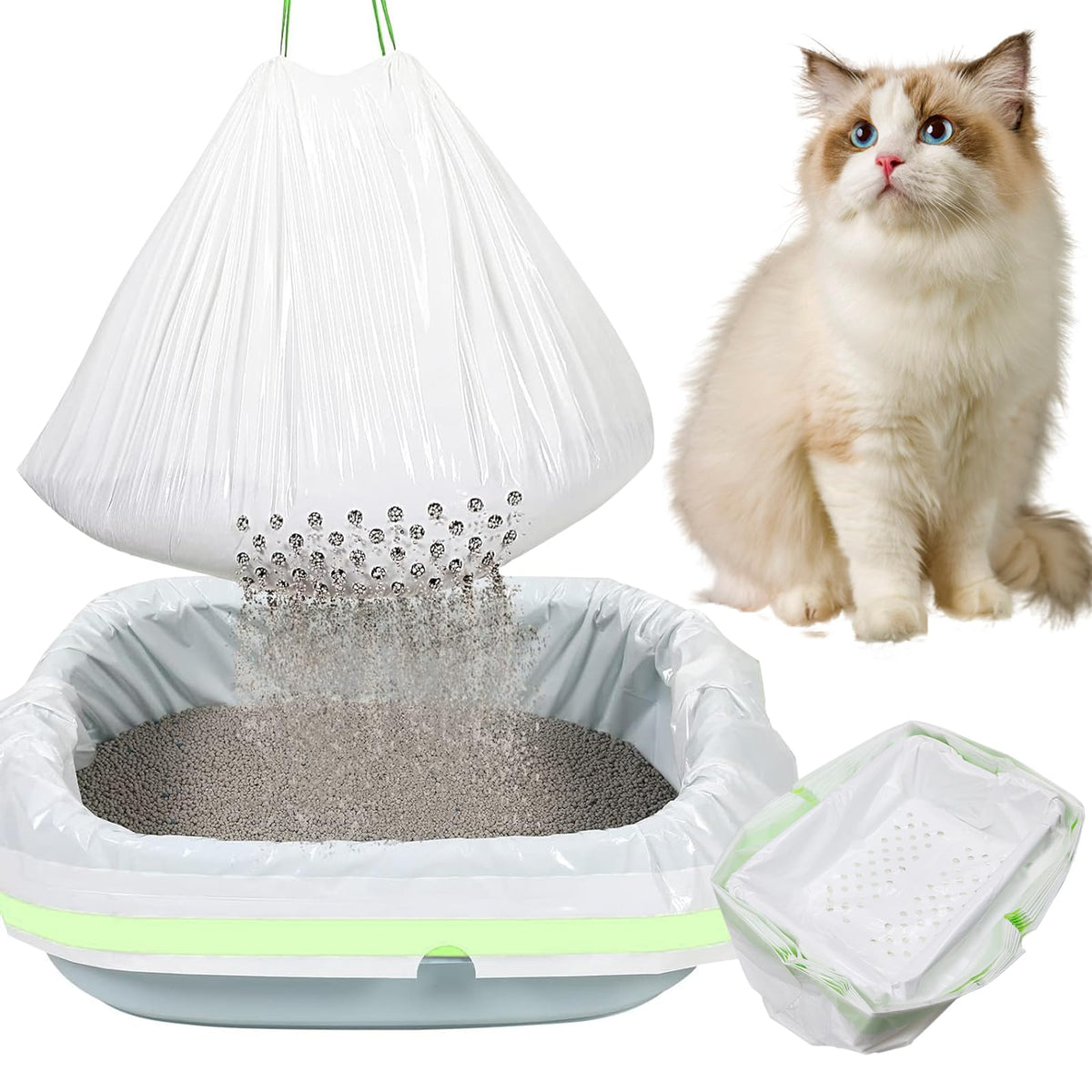 84PCS Sifting Cat Litter Box Liners with Holes, 31 x 18 Inch K29212