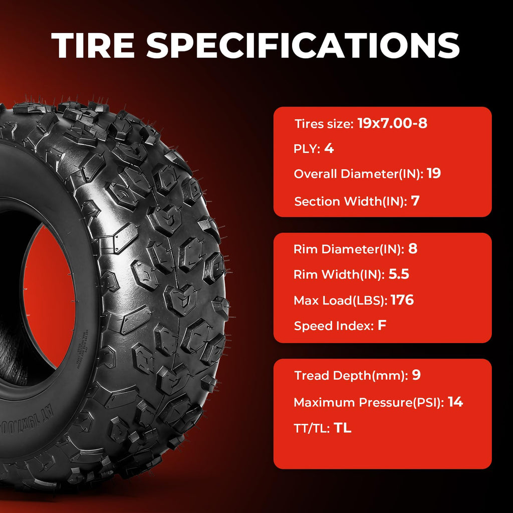 19x7-8 ATV/UTV Tires Set of 2 V96705