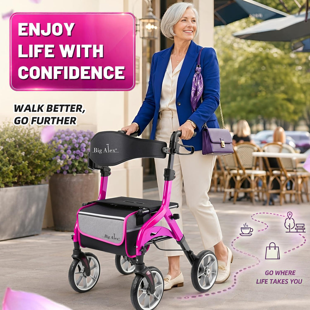 Foldable Lightweight Aluminum Rollator Walker with Seat R514980