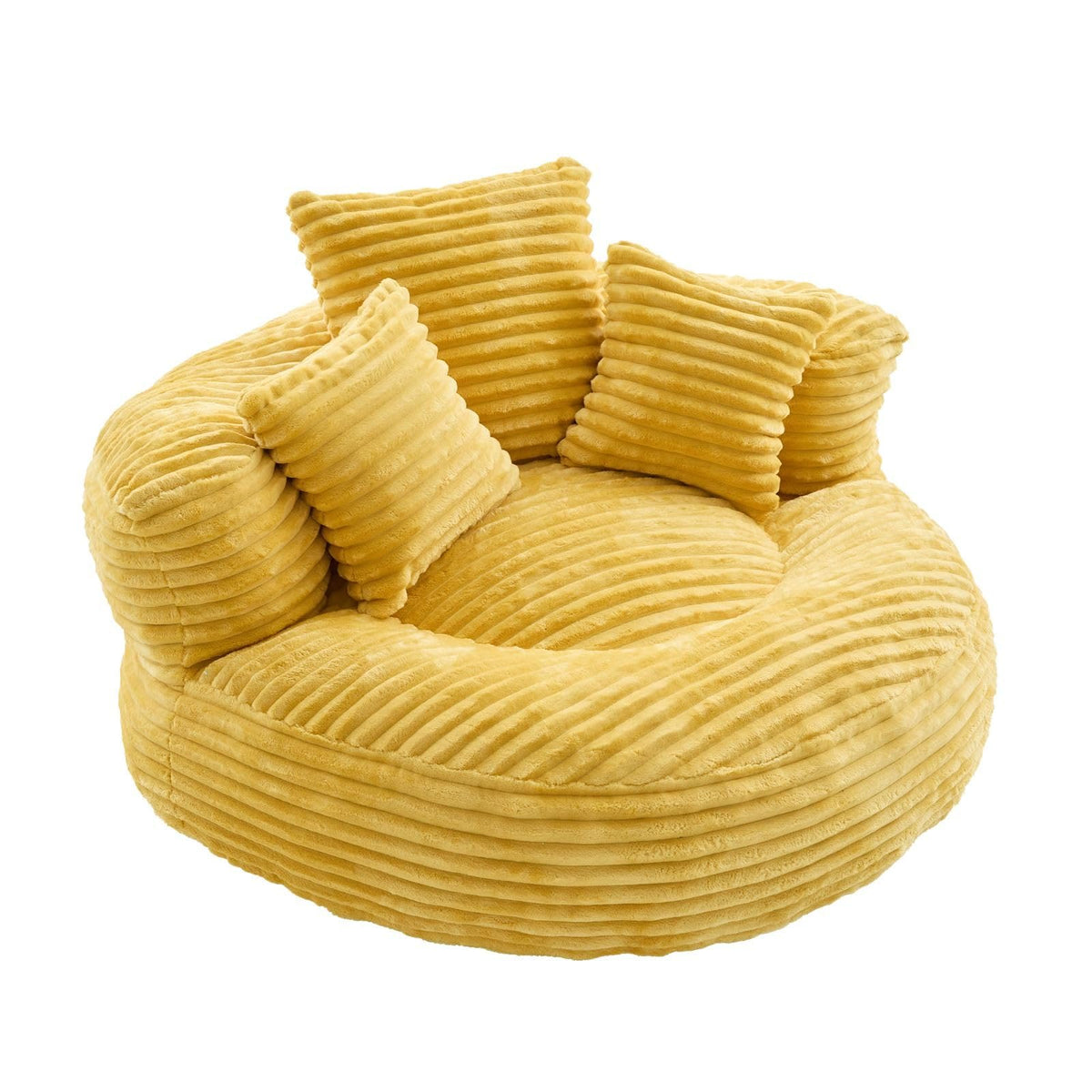 Oversized Corduroy Bean Bag Chair with 3 Pillows T69033