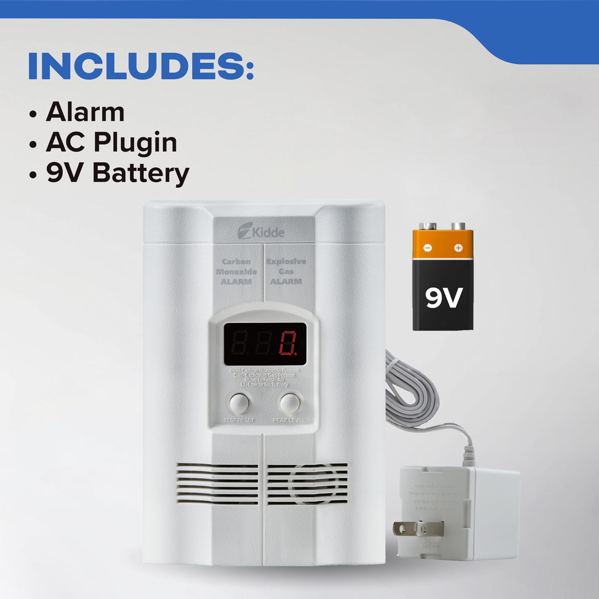 Carbon Monoxide & Explosive Gas Detector, Plug-in with Battery Backup B730