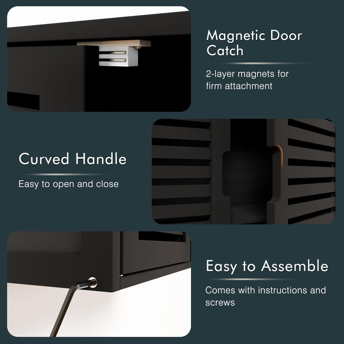 Black Bathroom Storage Cabinet with Adjustable Shelf G16872