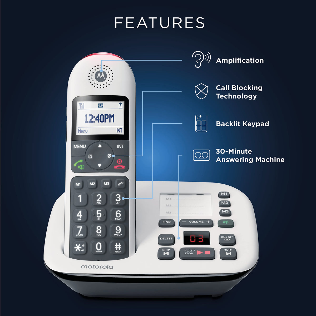 Digital Cordless Telephone with Answering Machine 4 Handsets DECT 6.0 A98255