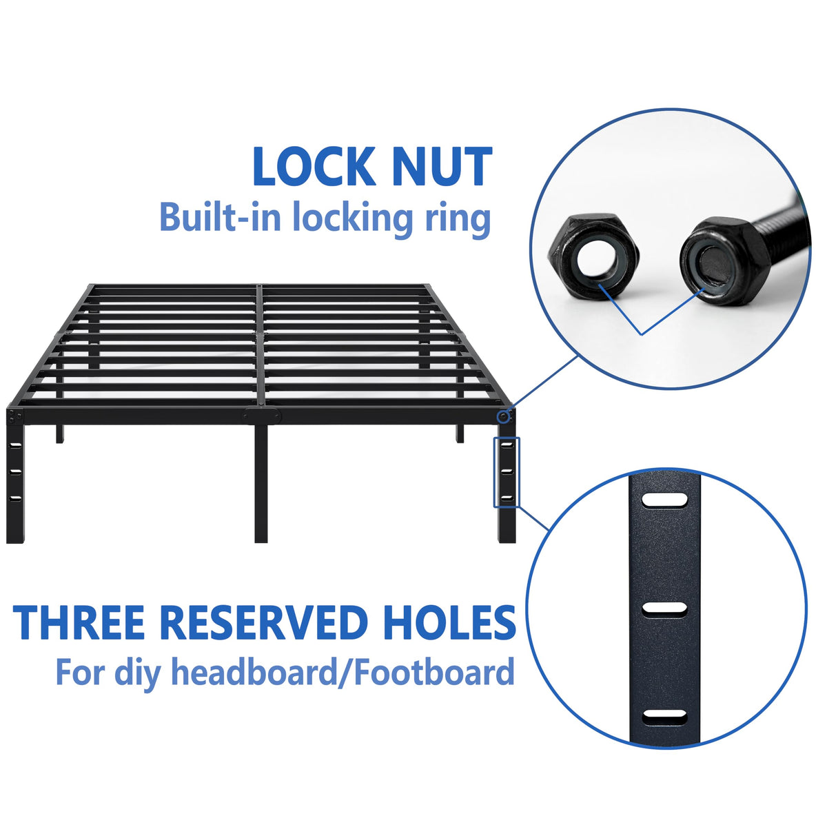 Metal Bed Frame with Storage Space, 14 Inch J845