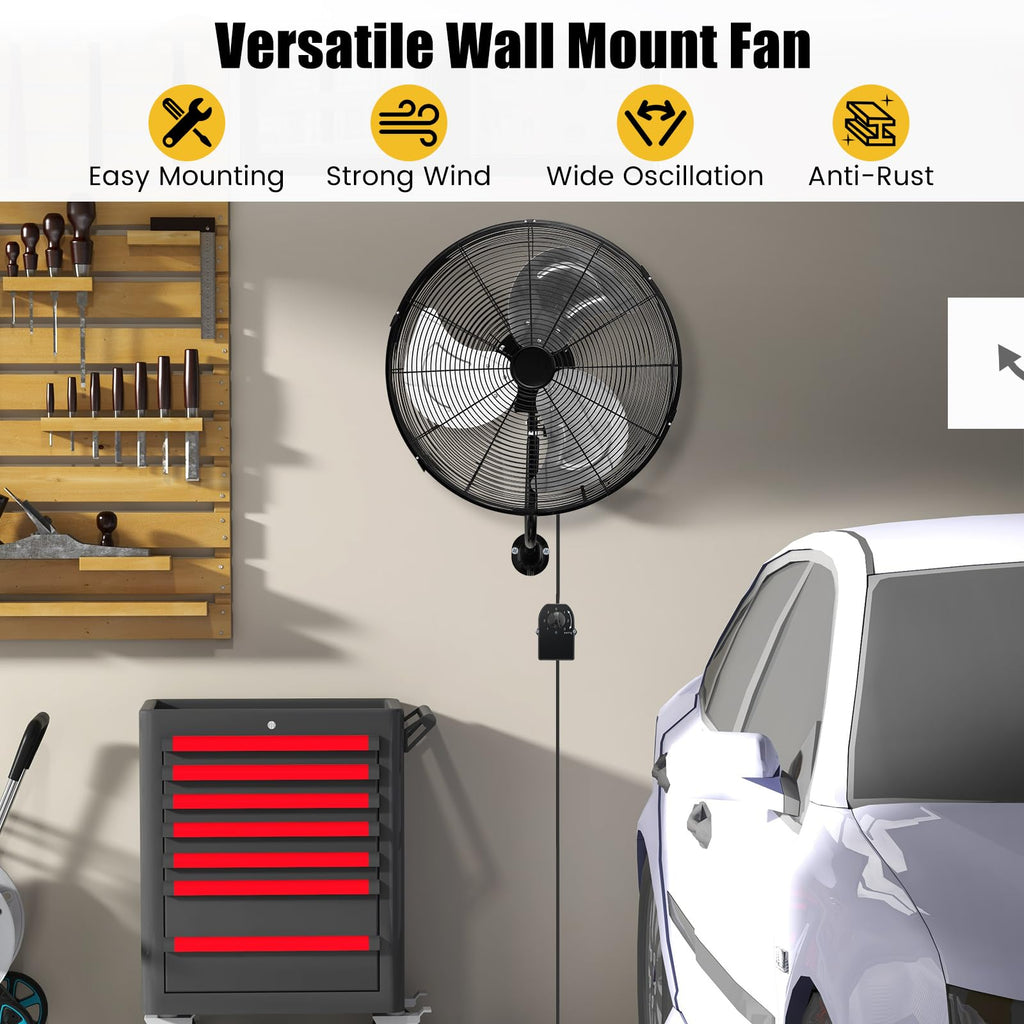 20 Inch 3-Speed Oscillating Metal Wall Fan Z130198