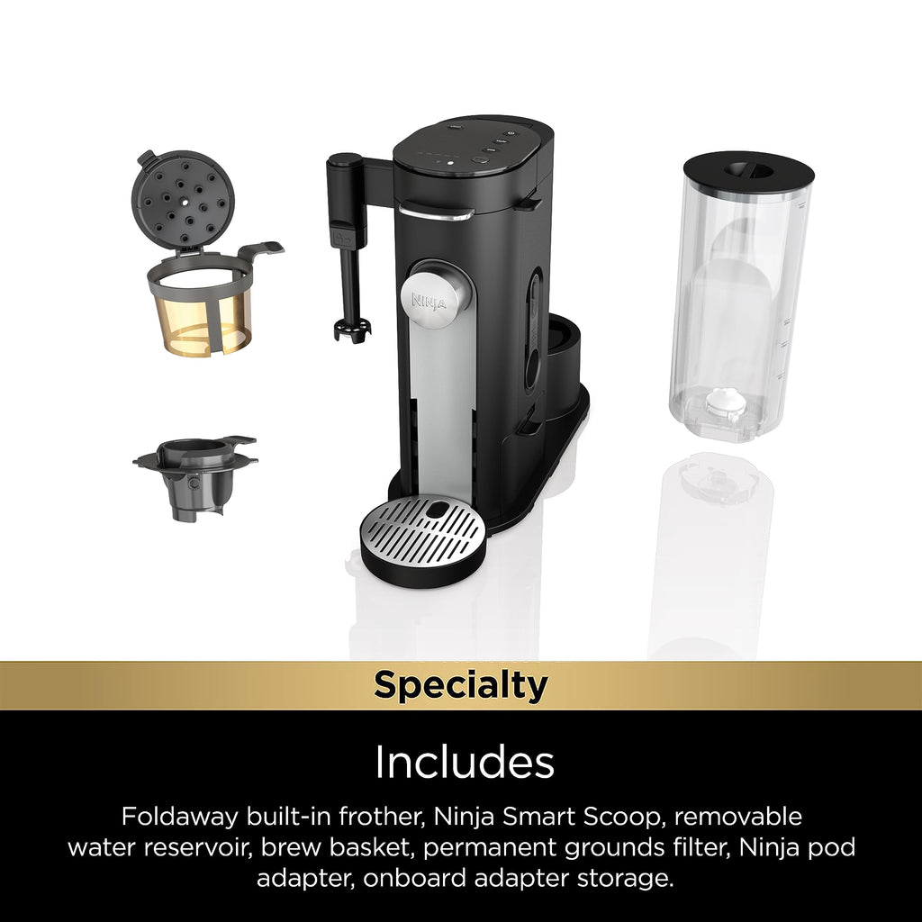 Single-Serve Coffee Maker with Milk Frother, Black F867983