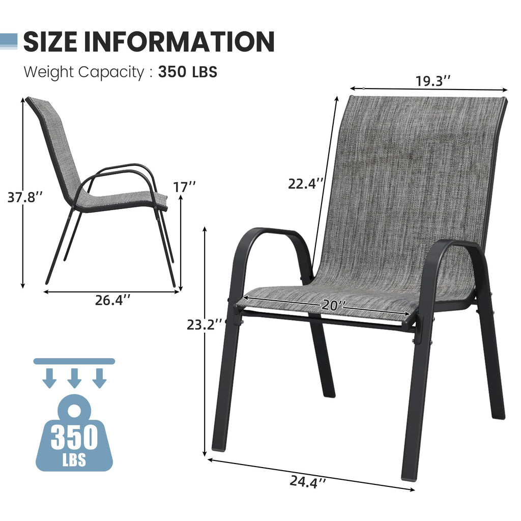 Light Gray Stacking Patio Dining Chairs Set of 8 L171256