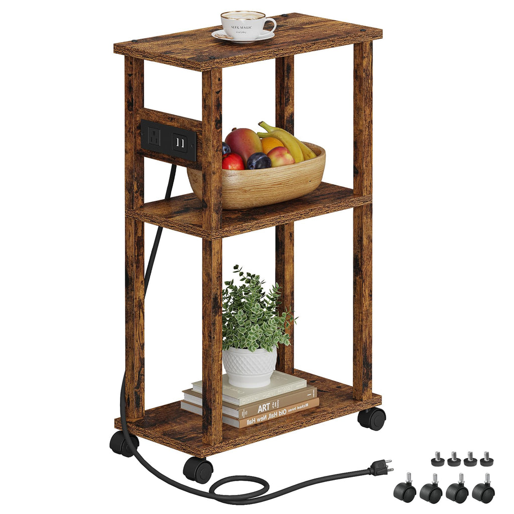 Small Narrow Side Table with Charging Station A441