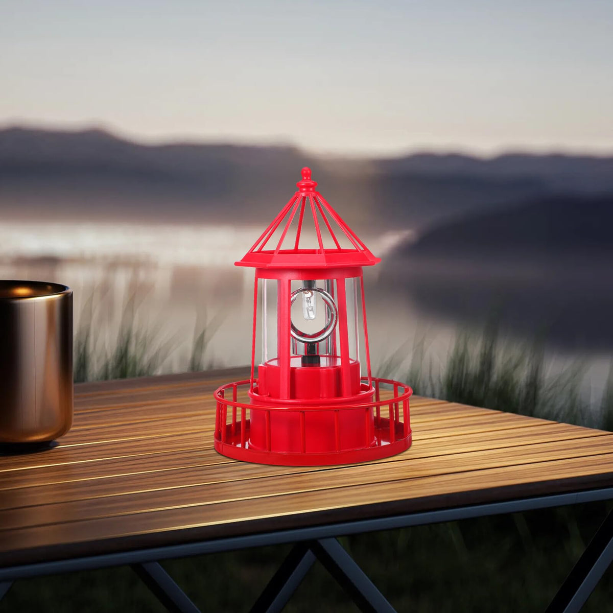 Solar Powered Rotating Lighthouse Figurine S546343