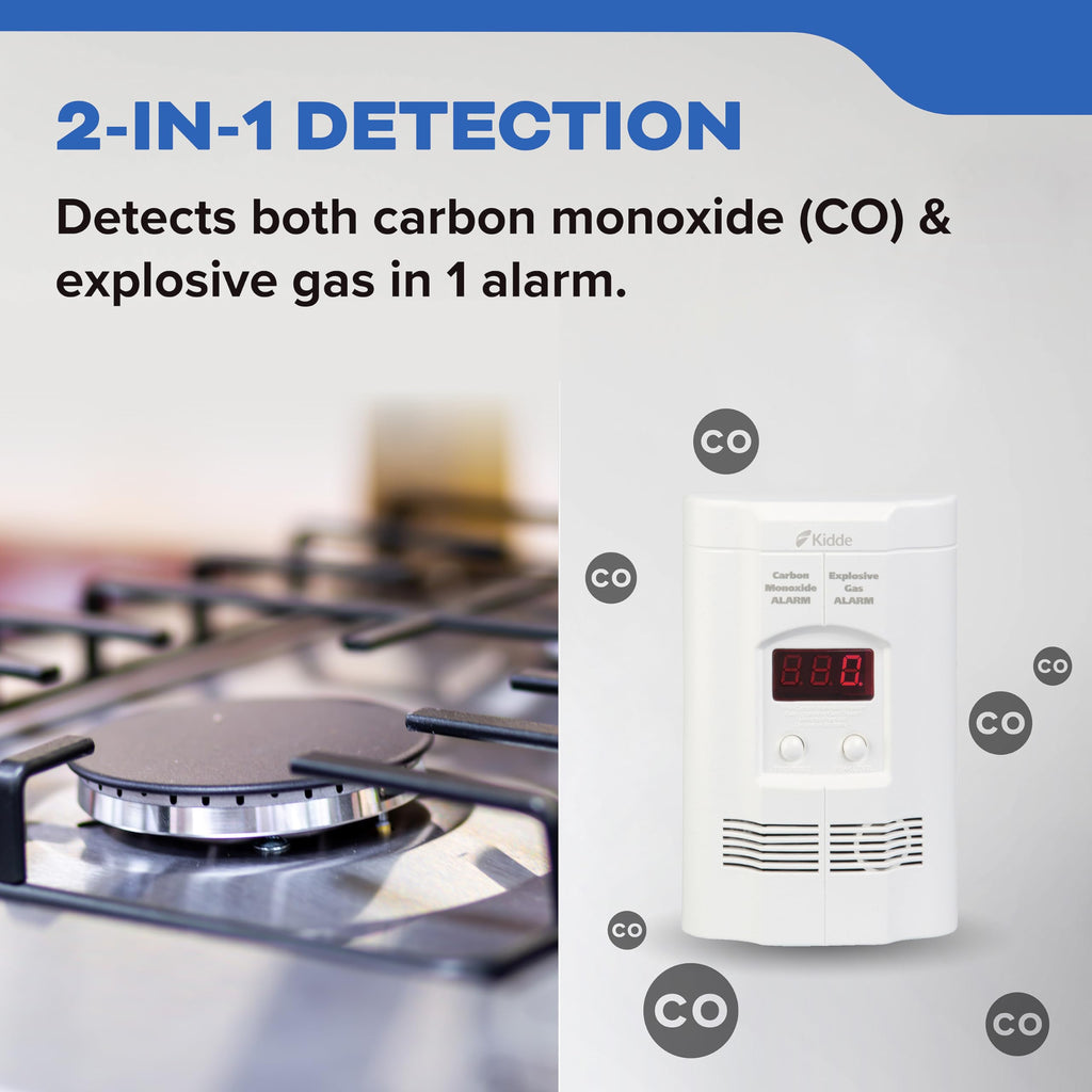 Carbon Monoxide & Explosive Gas Detector, Plug-in with Battery Backup B730