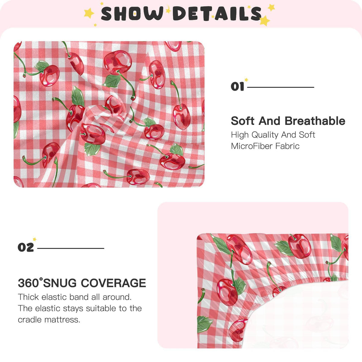 Cherry Buffalo Plaid Fitted Crib Sheet D480