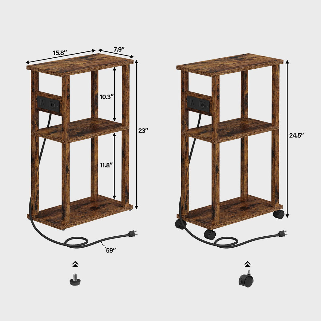 Small Narrow Side Table with Charging Station A441