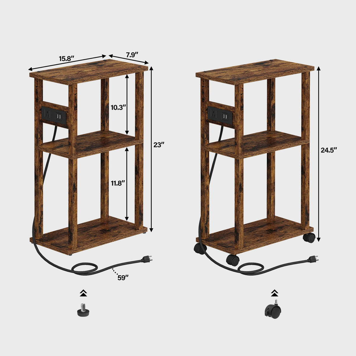 Small Narrow Side Table with Charging Station A441