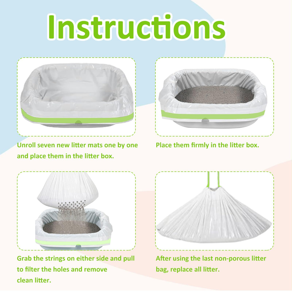 84PCS Sifting Cat Litter Box Liners with Holes, 31 x 18 Inch K29212