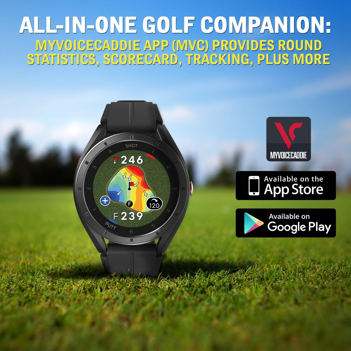 GPS Golf Watch with Green Undulation Slope Mode 1.2" Color Touchscreen P384963