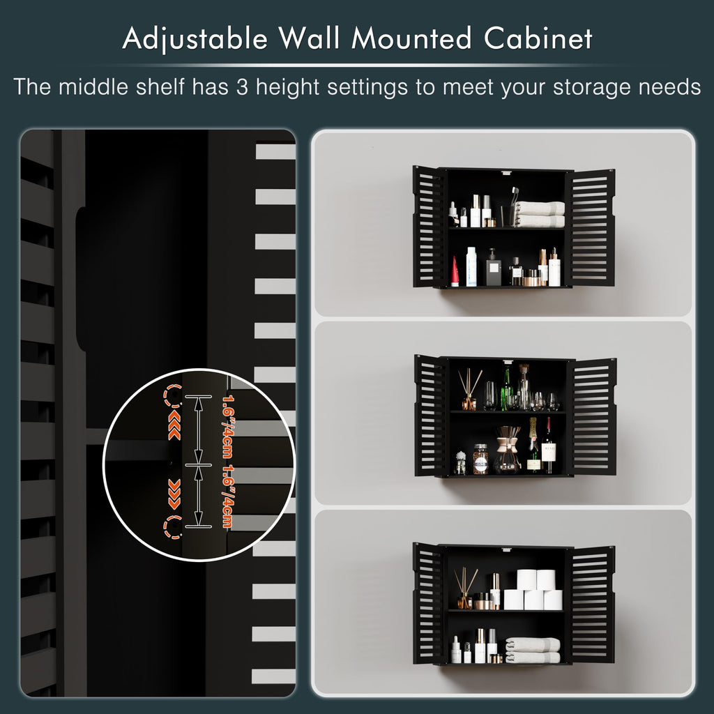 Black Bathroom Storage Cabinet with Adjustable Shelf G16872