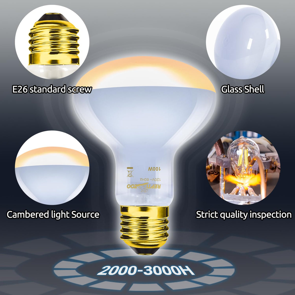 Dual Reptile Light Fixture & 100W Basking Spot Light with 26W UVA UVB Bulb Combo Pack N741
