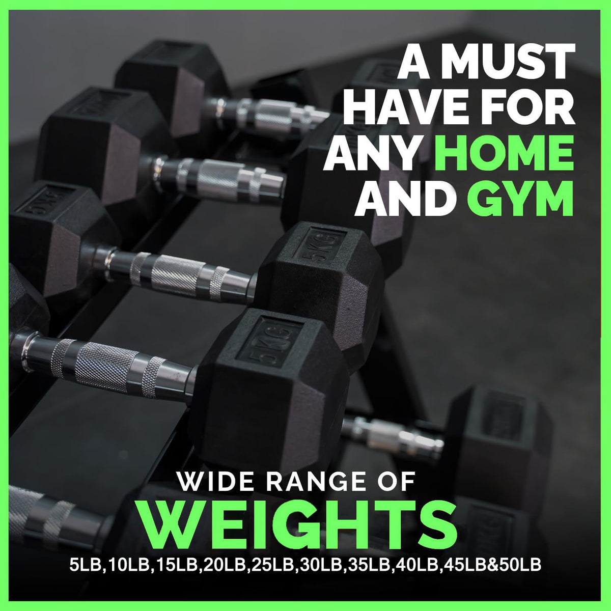 Rubber Hex Dumbbells with Rack O881